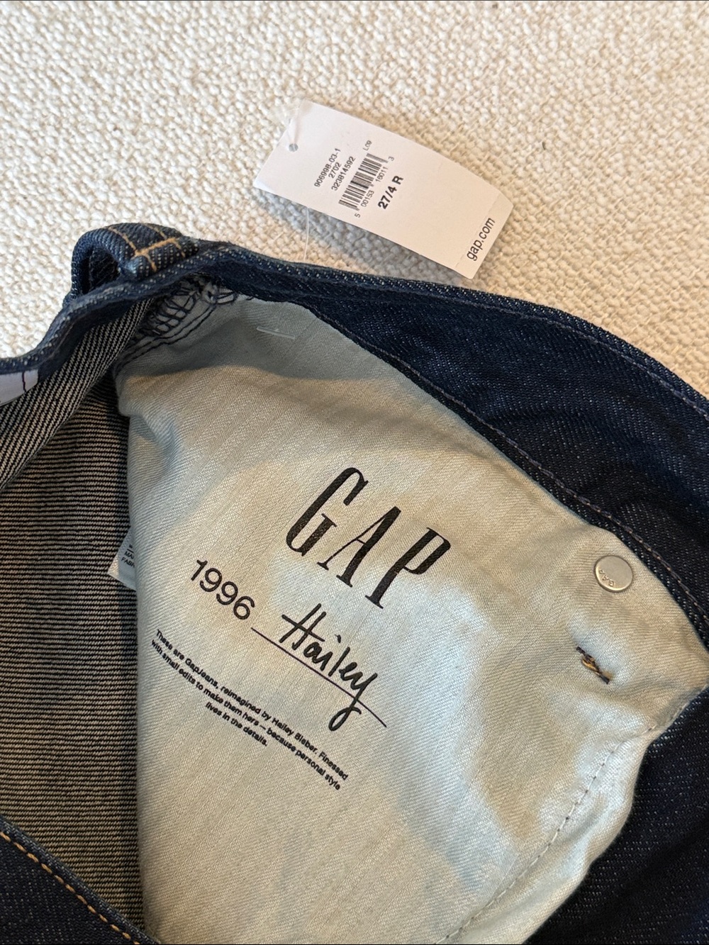 NWT Hailey Bieber x GAP - The Hailey Extra Baggy Jeans - Midnight Indigo Size 27 - Picture 8 of 9